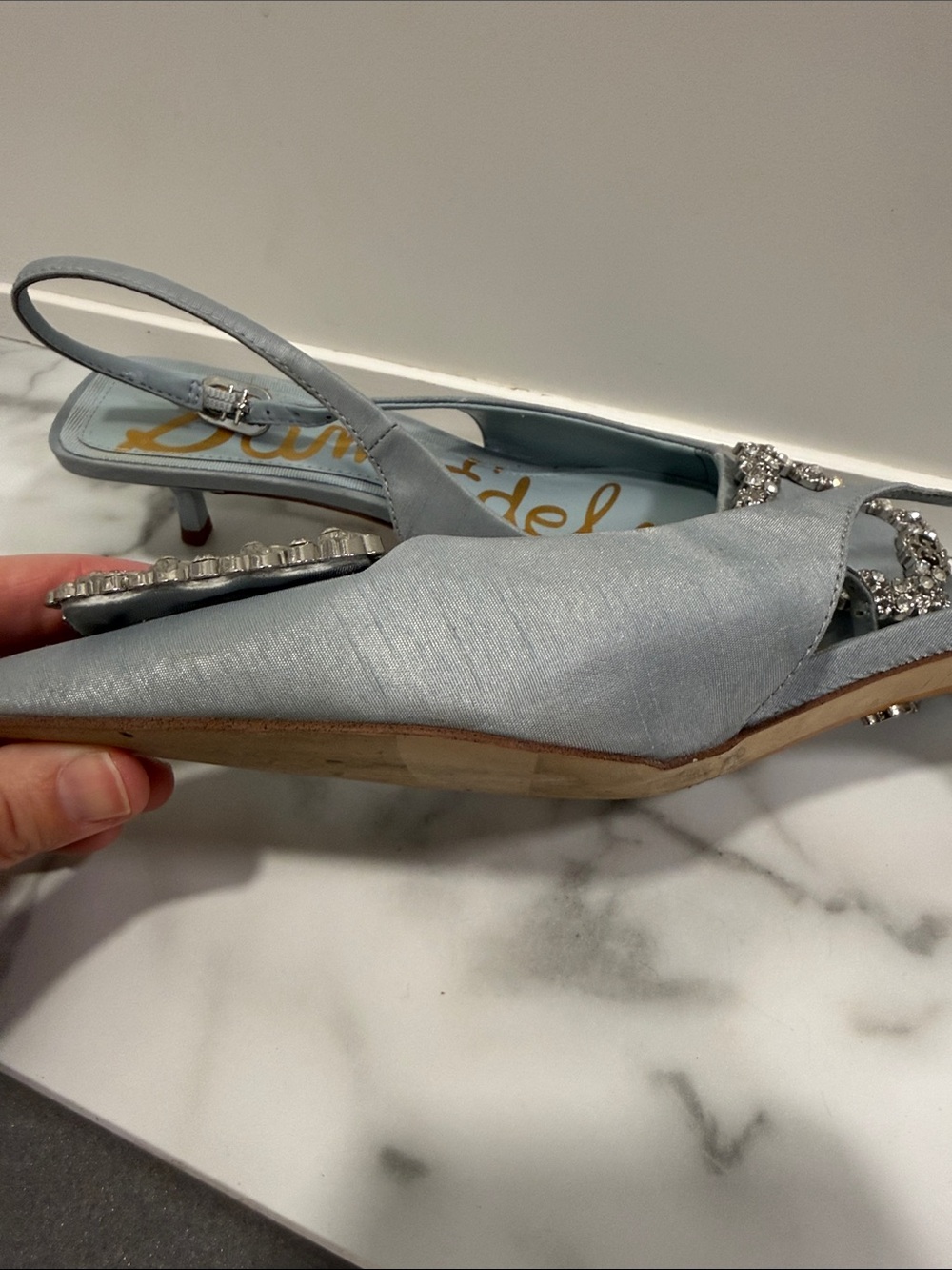Sam Edelman Kaitlyn Sling Back Heels in Cape Blue 5.5 Womens wedding - Picture 4 of 11